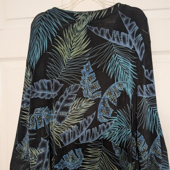 Vintage Coldwater Creek Floral Shirt Womens Size Large Black Acetate Stretch - Picture 7 of 10